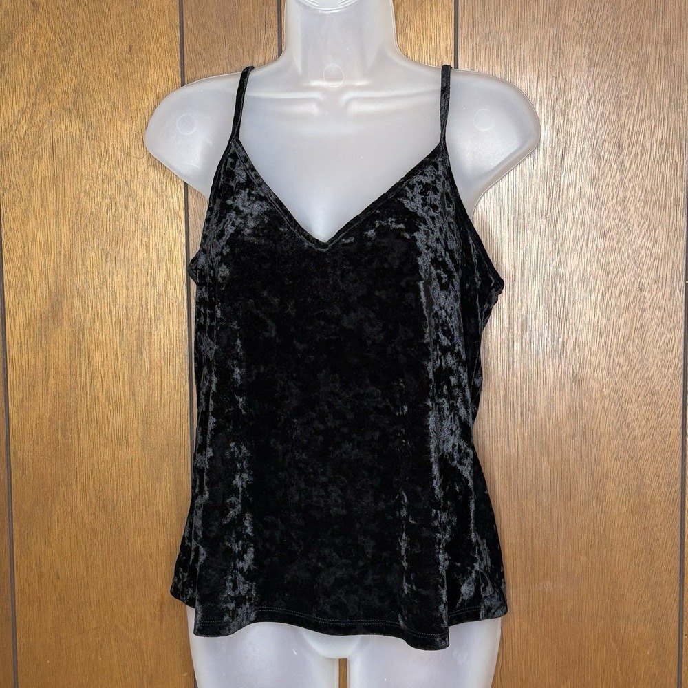 Rue21 Cami Tank Top Women M Black Velvet Whimsigoth Gothic Fairy Y2K Witchy NYE